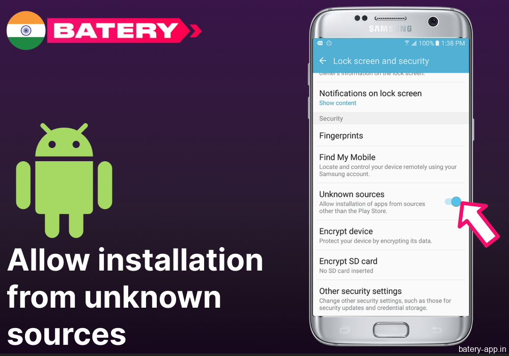 Allow installation from unknown sources to install Batery Bet app