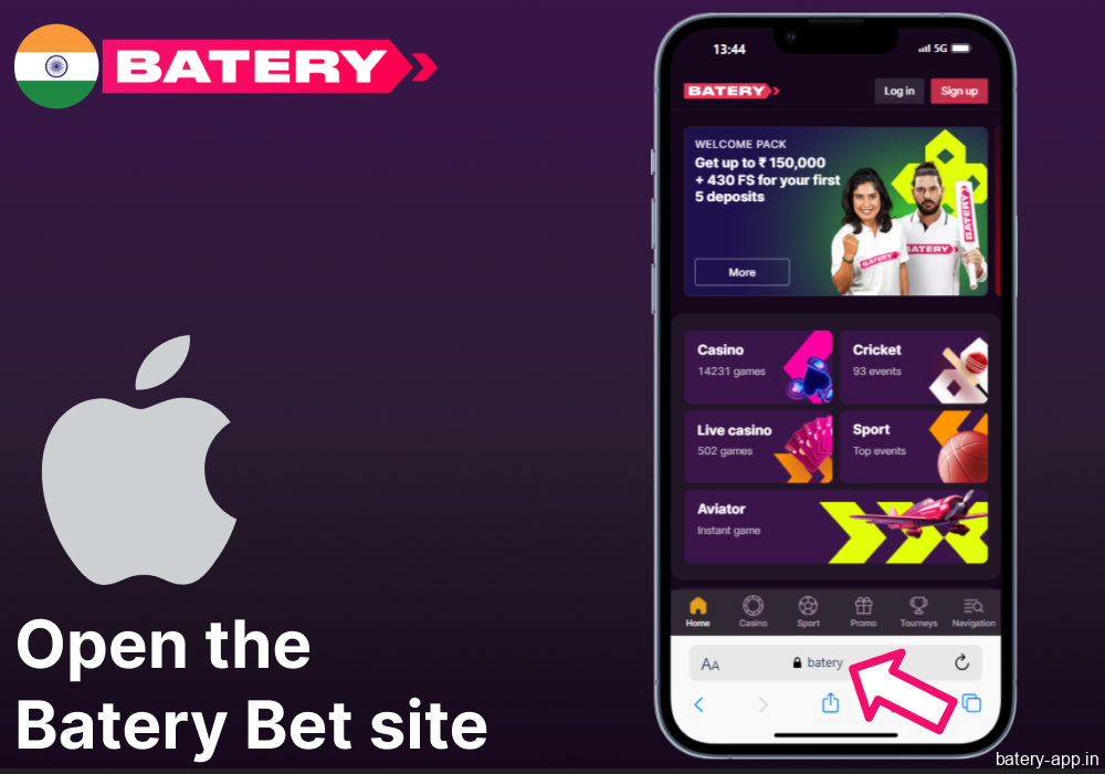 Open the Batery Bet site